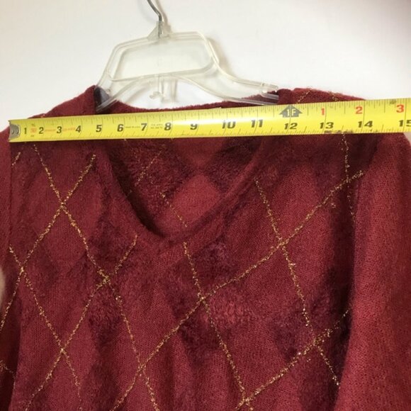 Marina Rinaldi Argyle Metallic Textured Mohair Wool Blend Crew Soft Sweater Top - Picture 12 of 16